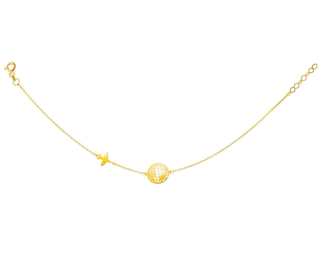18K Gold anklet - Globe - Plane - GUSC