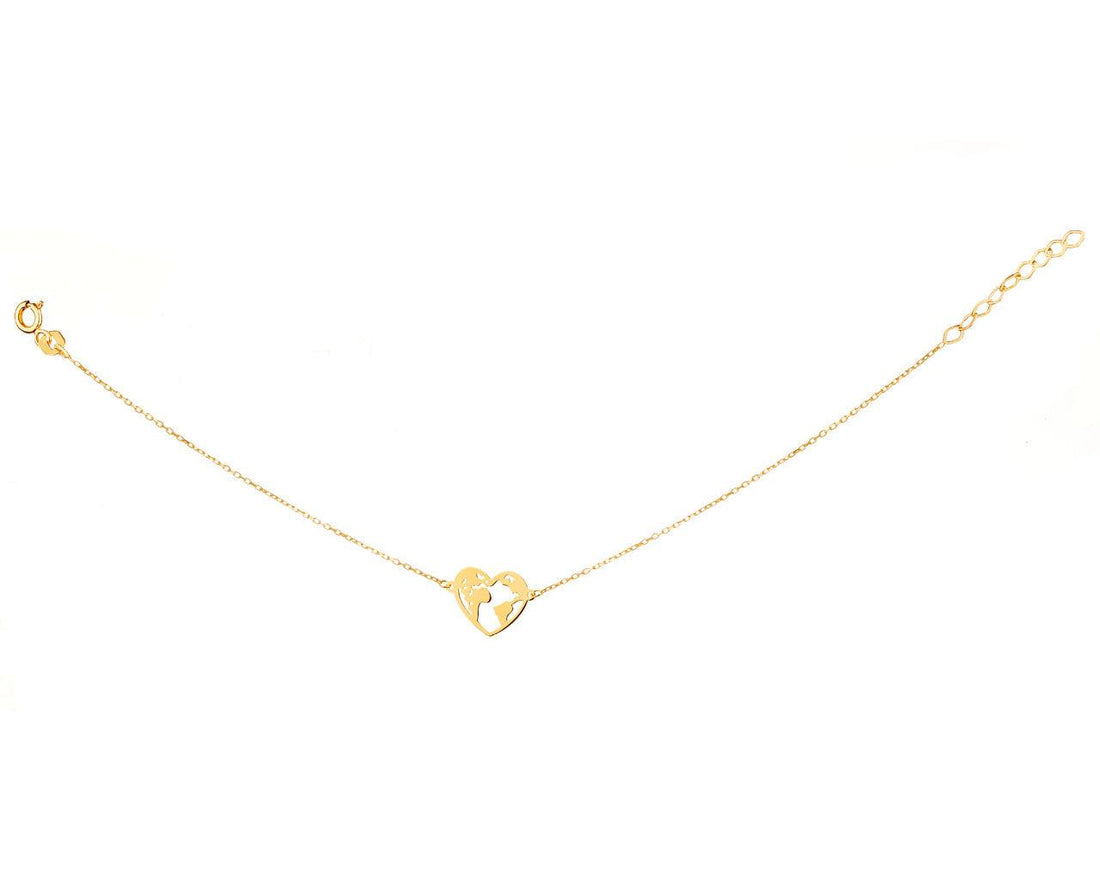18K Gold bracelet - Heart - Globe - GUSC